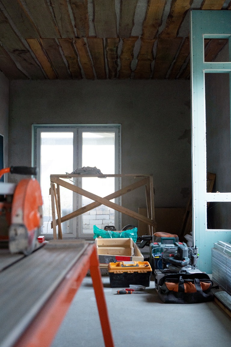 Drywall renovation in progress