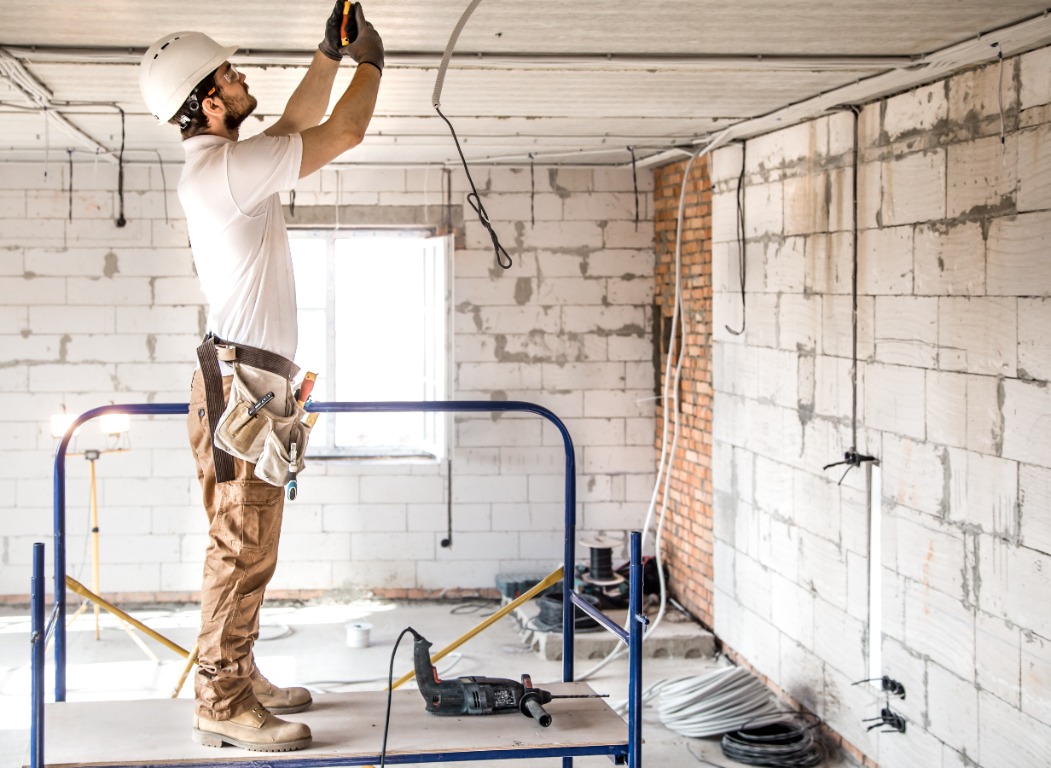 Construction professional working on an interior renovation